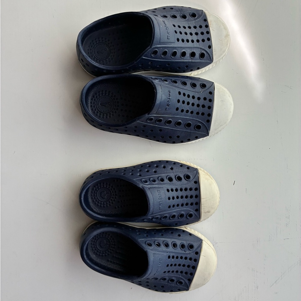 Native Kids Navy and White Water Shoes